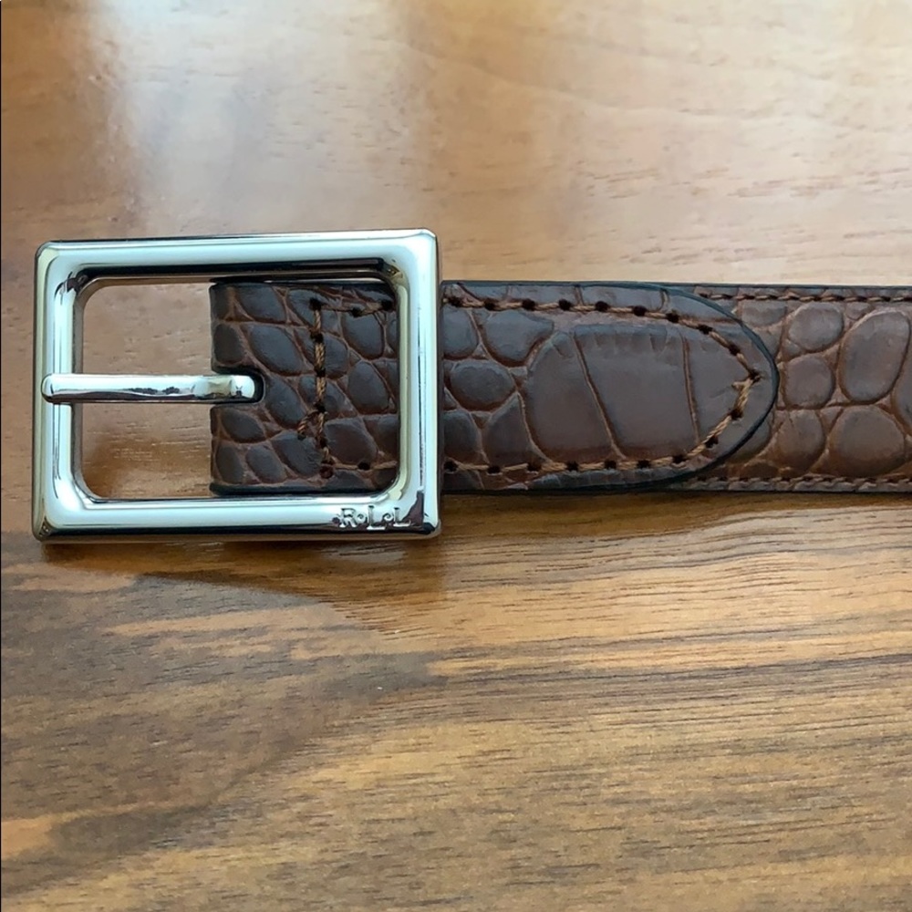 Ralph Lauren Women’s Leather Croc Embossed Belt